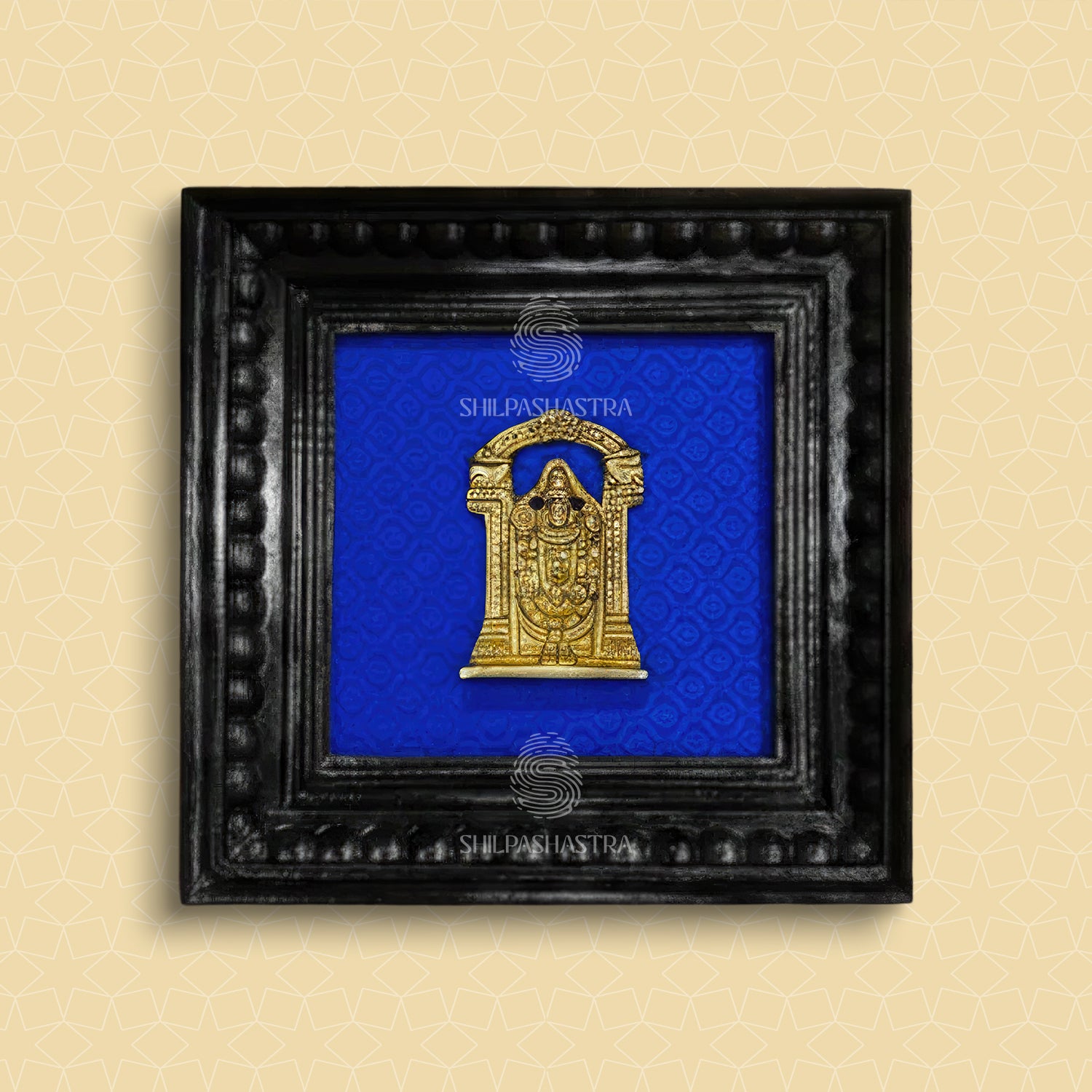 Brass Tirupati Balaji (Perumal) Idol in Premium Teakwood Frame Wall Decor for Home & Pooja Room (Size 6 in x 6 in)