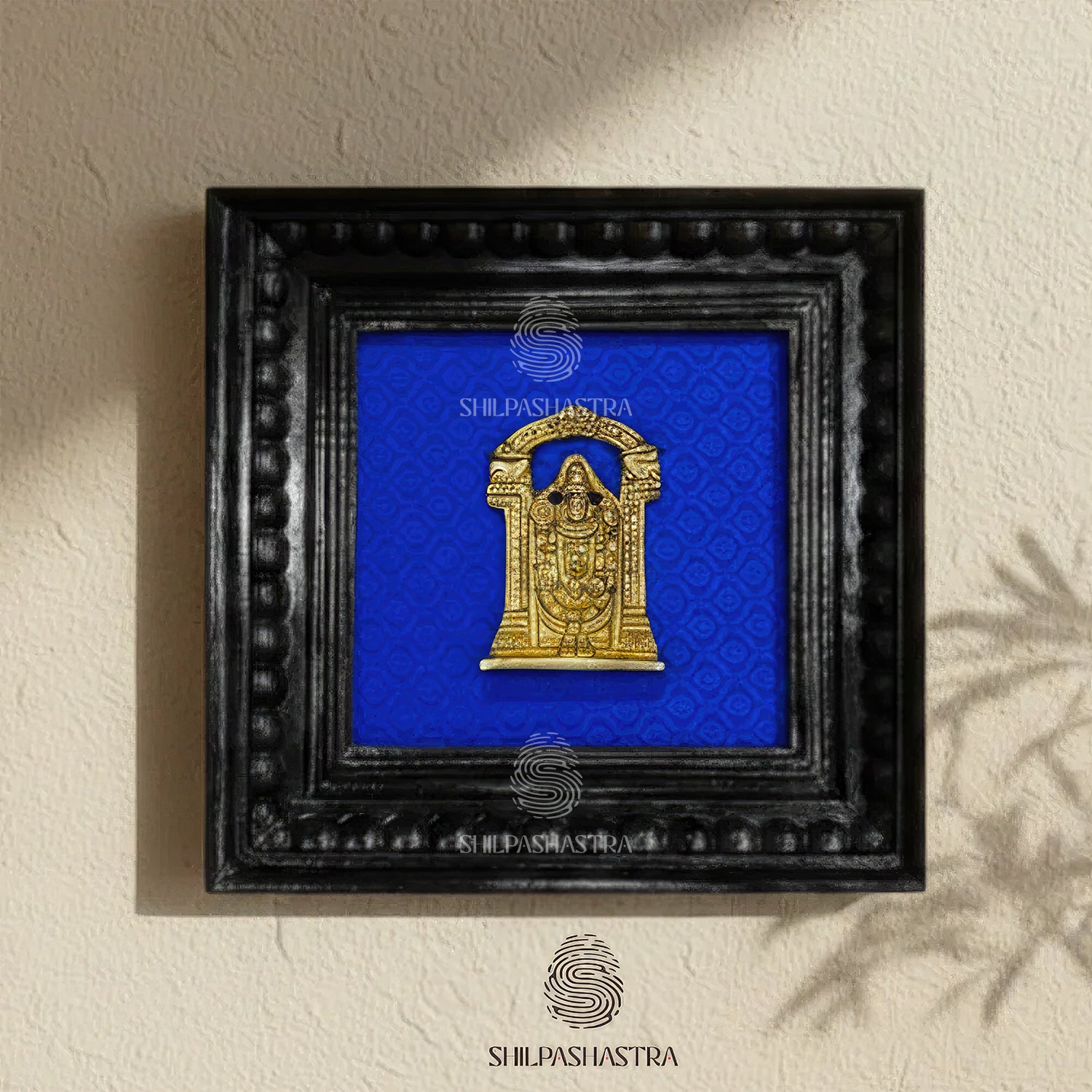 Brass Tirupati Balaji (Perumal) Idol in Premium Teakwood Frame Wall Decor for Home & Pooja Room (Size 6 in x 6 in)