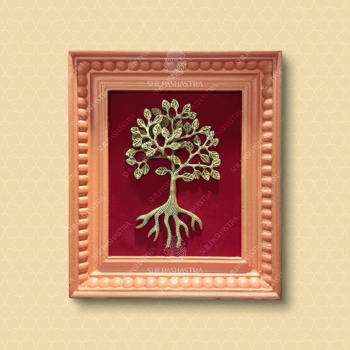 Brass Kalpavriksham in Manipuri Style Vintage Frame Wall Decor for Home & Vastu (Size 10 In x 8 In)