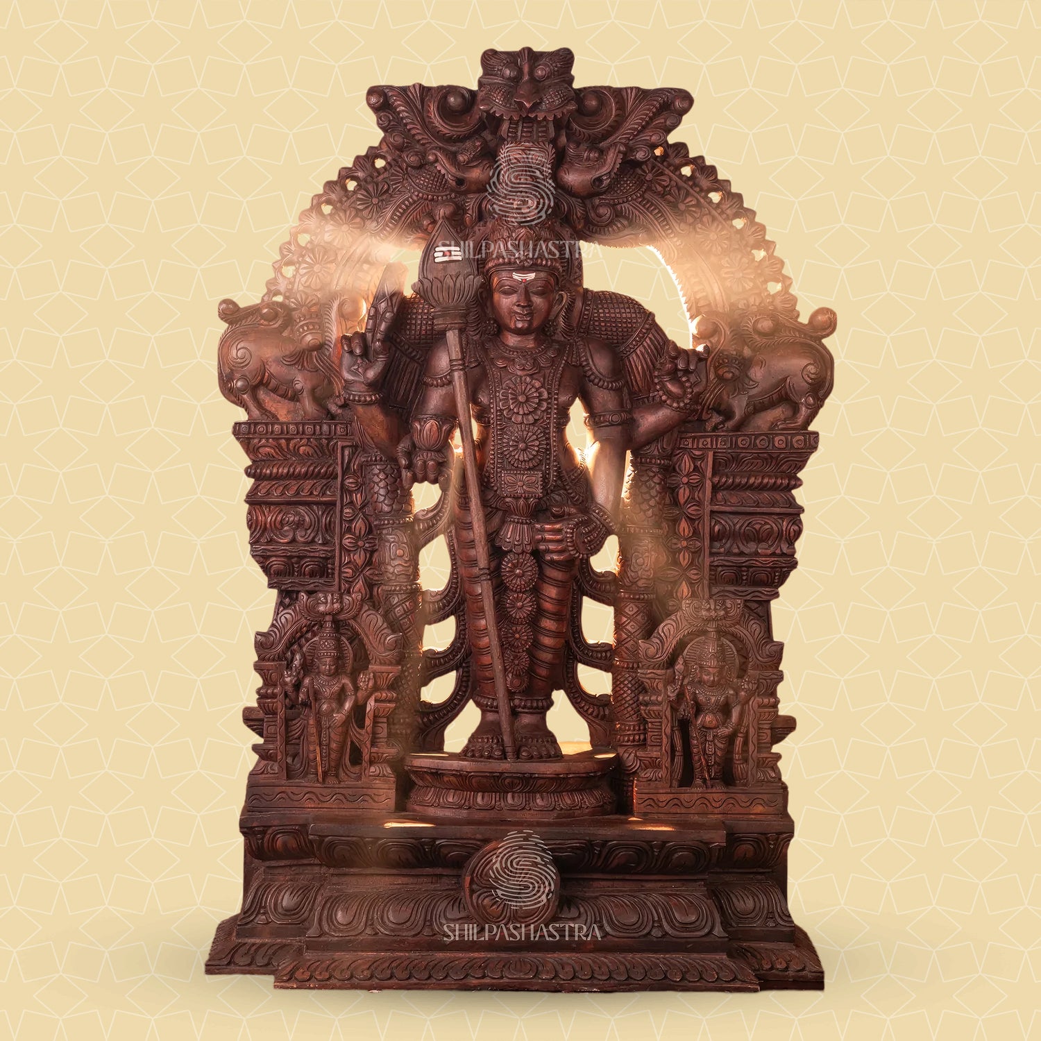 Thiruchendur Murugan | 4-Feet Handcrafted Wooden Idol | Shilpashastra
