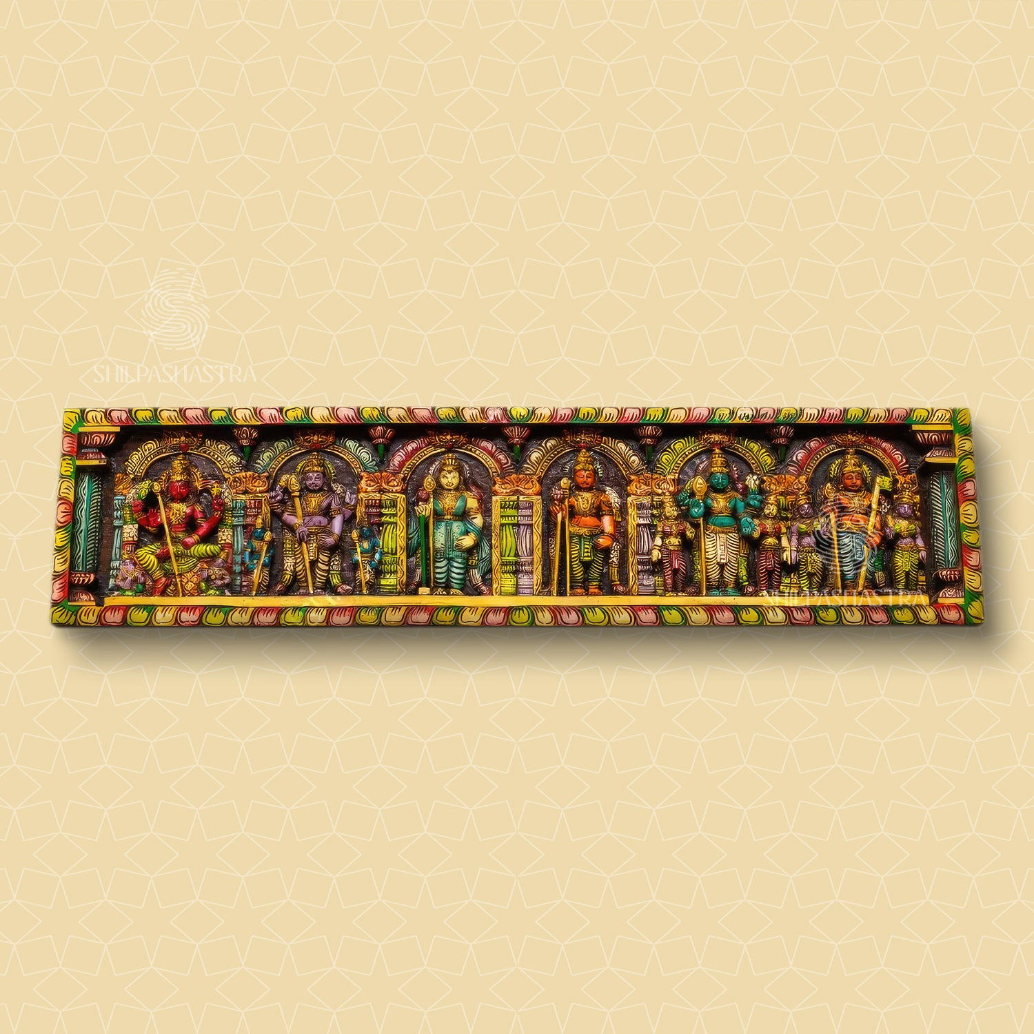 Hand Carved Wooden Arupadai Veedu Murugan Wall Panel for Home & Pooja Decor