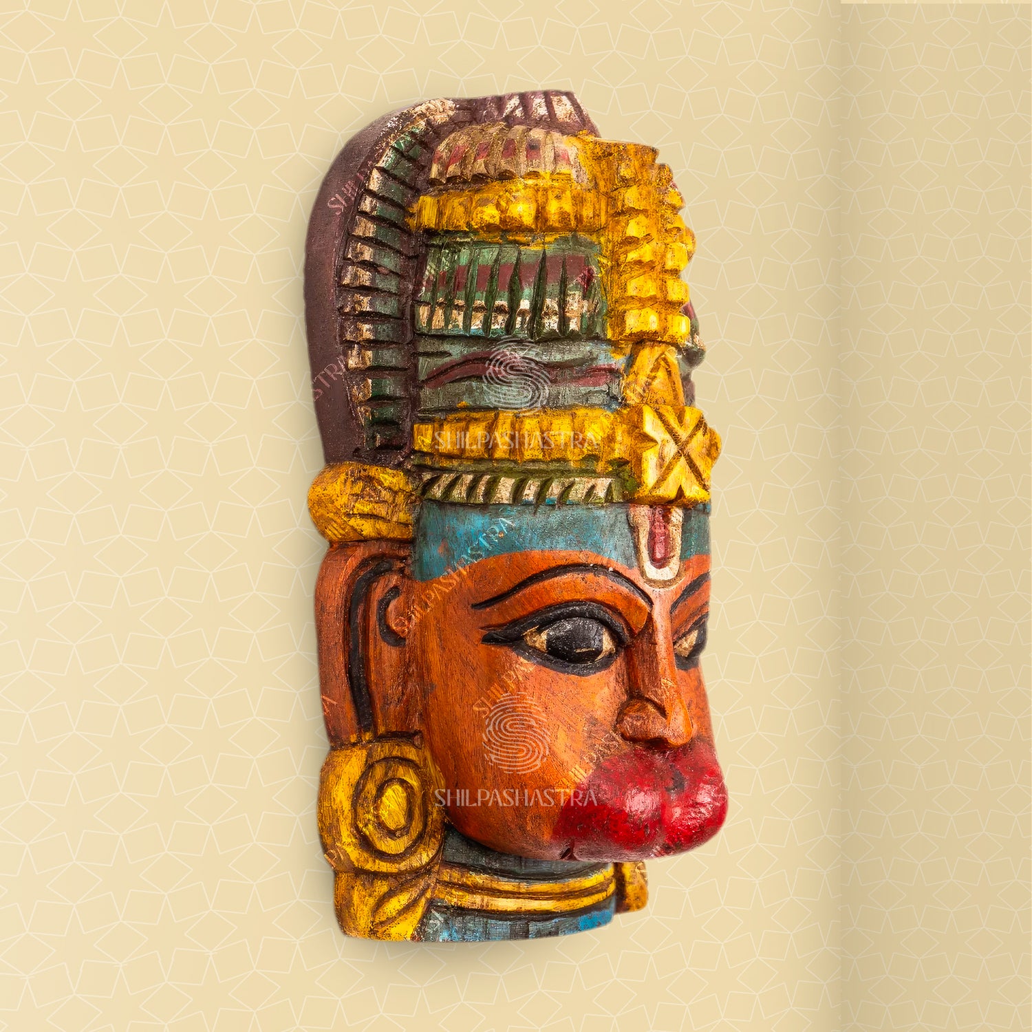 Hanuman Hand Carved Wooden Wall Mask