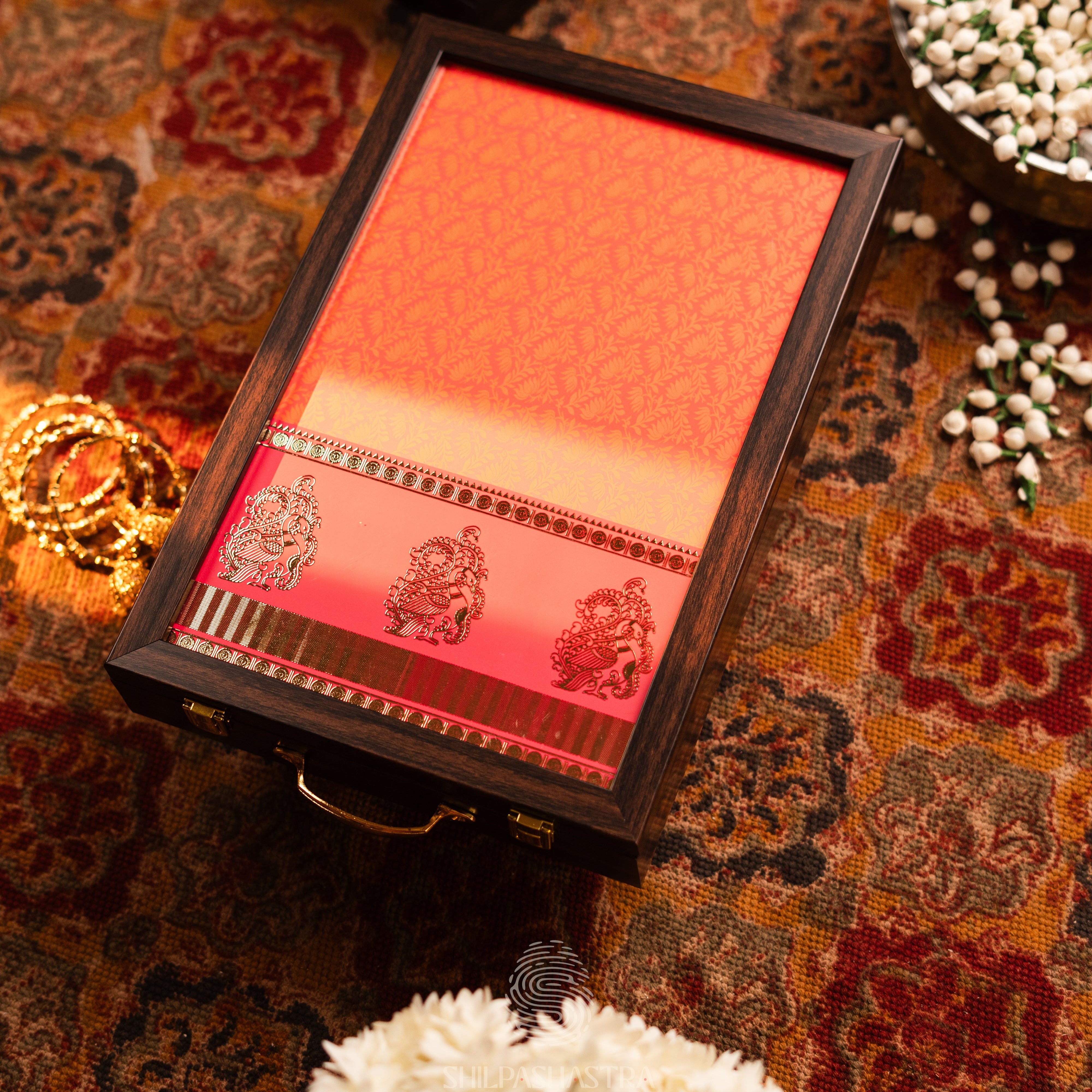 Saree Box - Orange with Pink Border