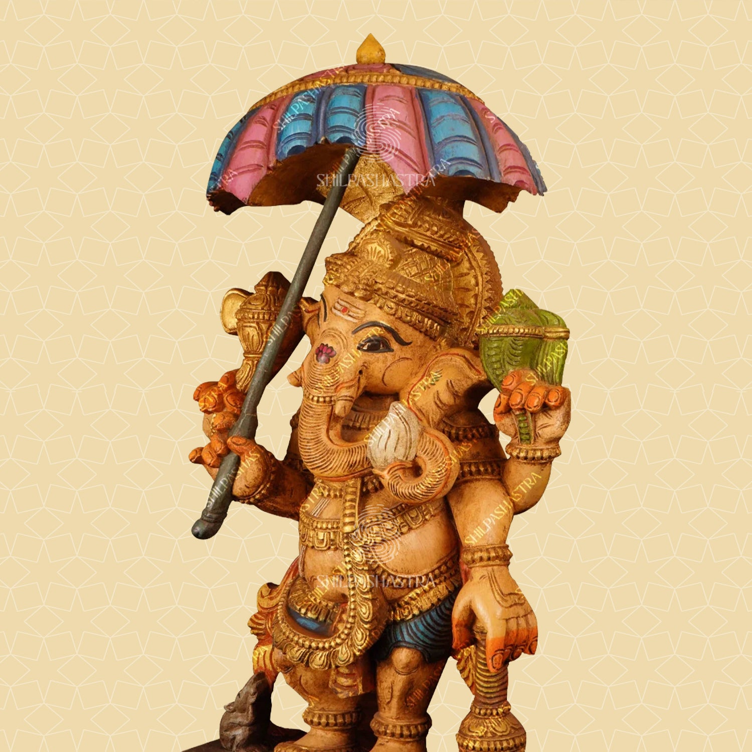 Handcrafted Bright Color Finish Yatra Ganesh
