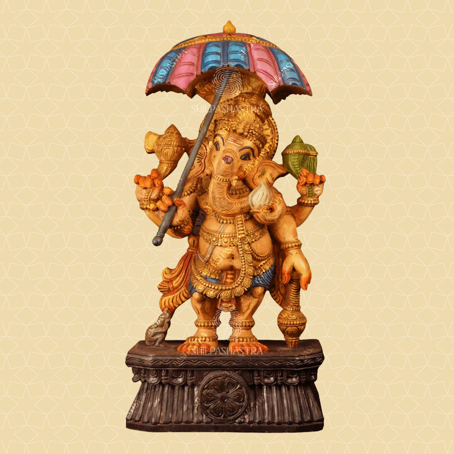 Handcrafted Bright Color Finish Yatra Ganesh