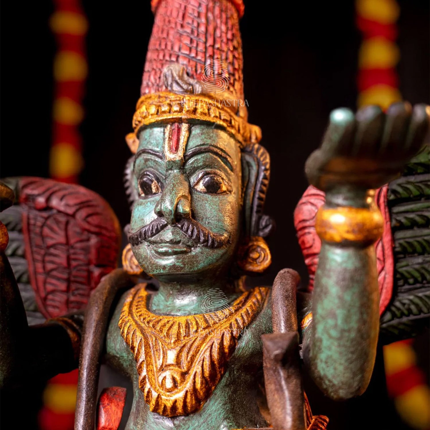 Garuda Vahanam Handcrafted Wooden Idol – Traditional South Indian Art