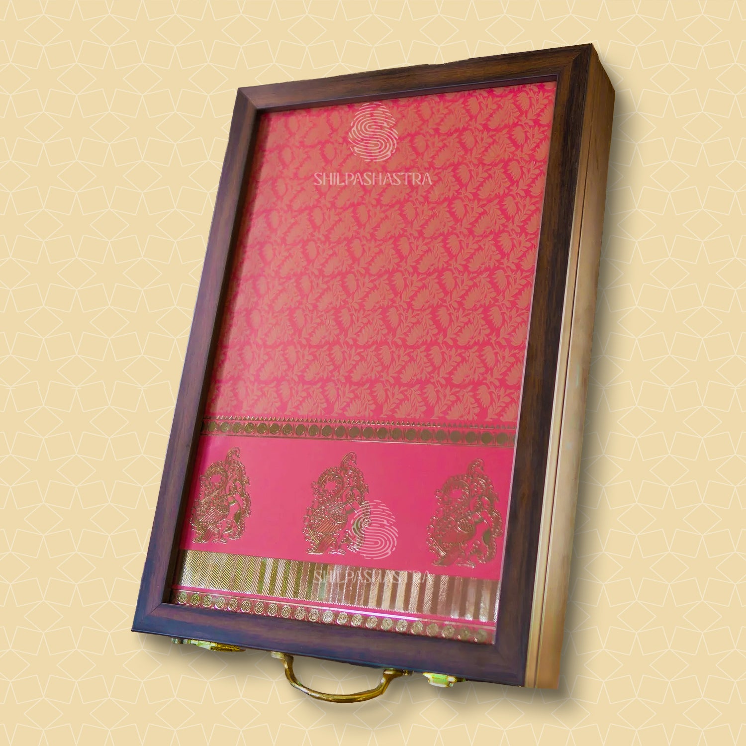 Pink Jacquard Saree Box for Wedding & Traditional Gifting