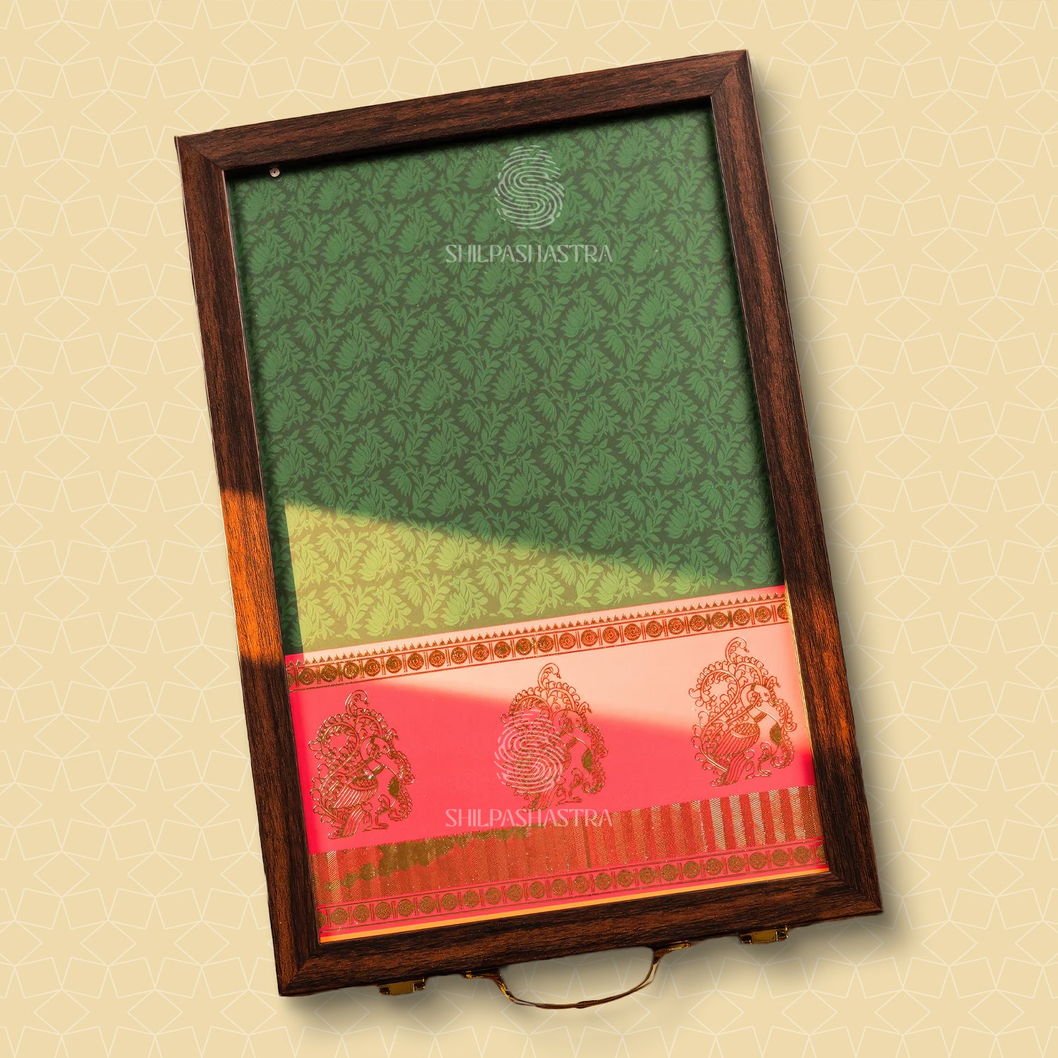 Green Saree Box with Pink Border for Wedding & Traditional Gifting