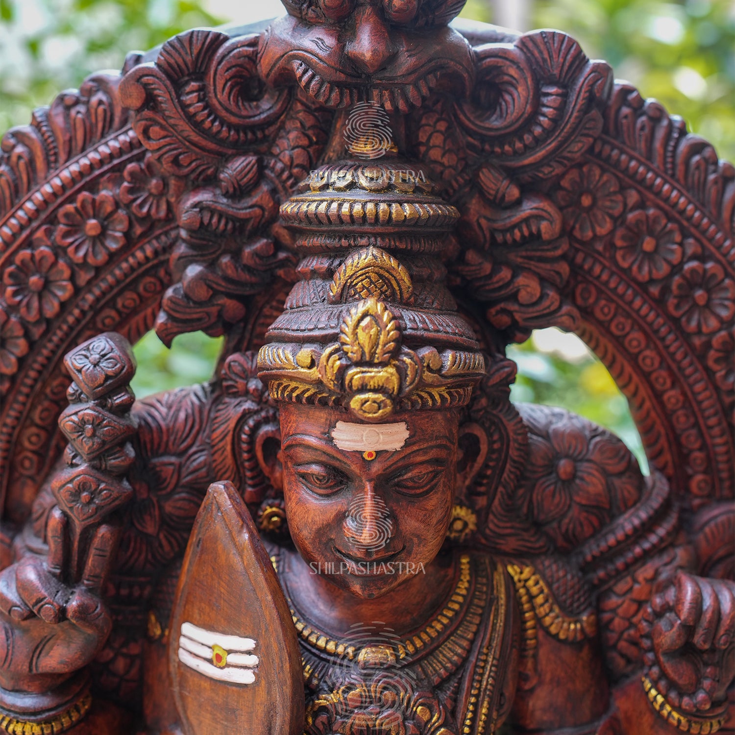 Maavalinga Murugar Wooden Idol – 34 Inch Hand-Carved Tiruchendur Murugan Sculpture