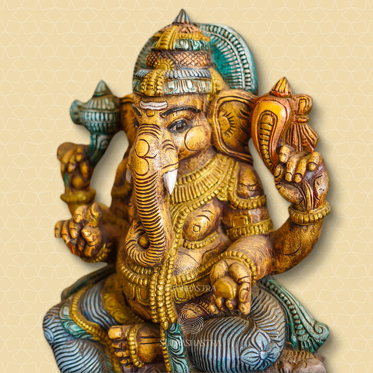 24 Inch Valampuri Ganesha Wood Carving – Hand-Carved Vaagai Wood Idol with Antique Finish