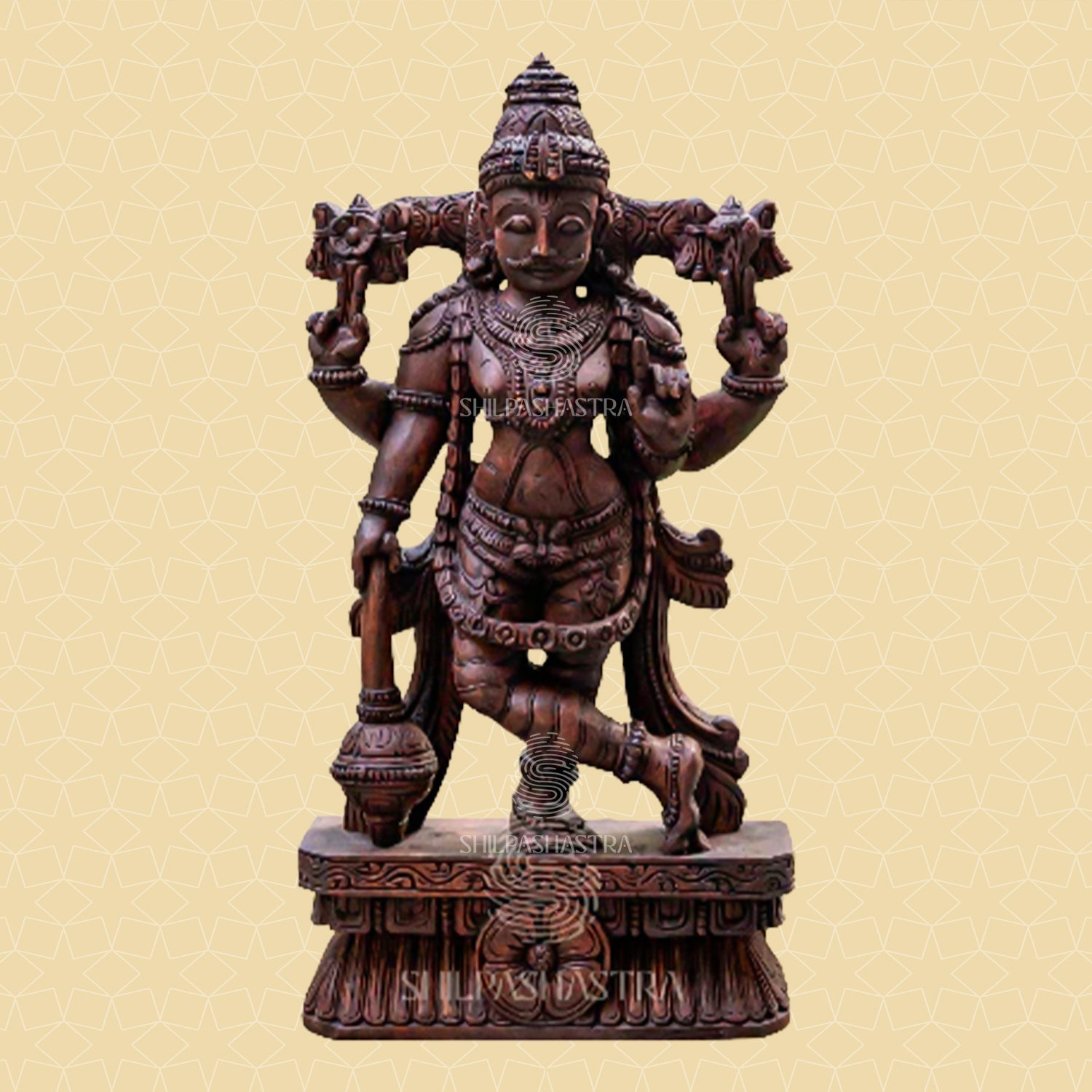 Handcrafted Vaagai Wood Dwarabhalgar Statues – 2 Feet