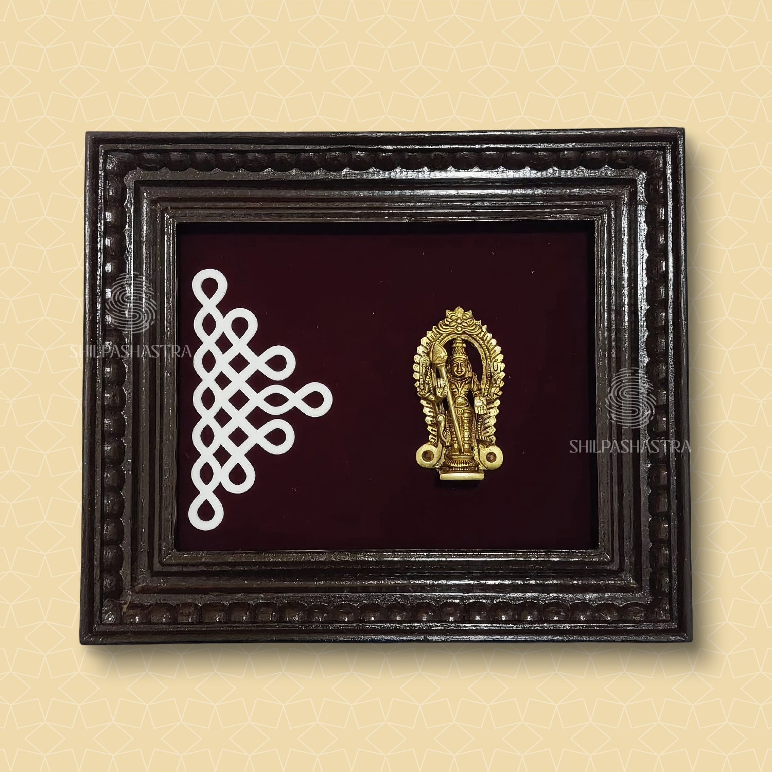 Brass Idol Heritage Manipuri Frame with Kolam Design – 10 × 8 Inches