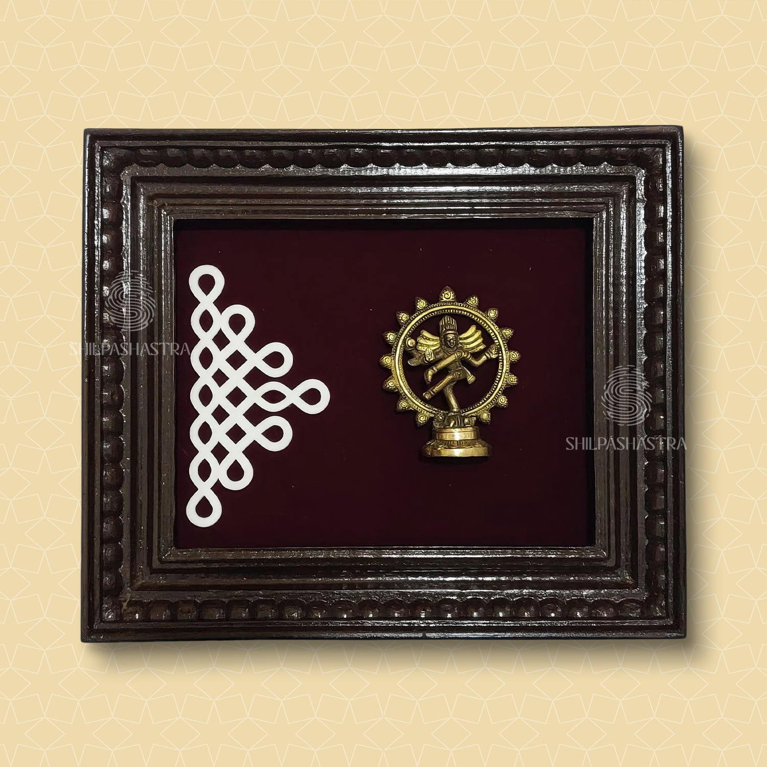 Brass Idol Heritage Manipuri Frame with Kolam Design – 10 × 8 Inches