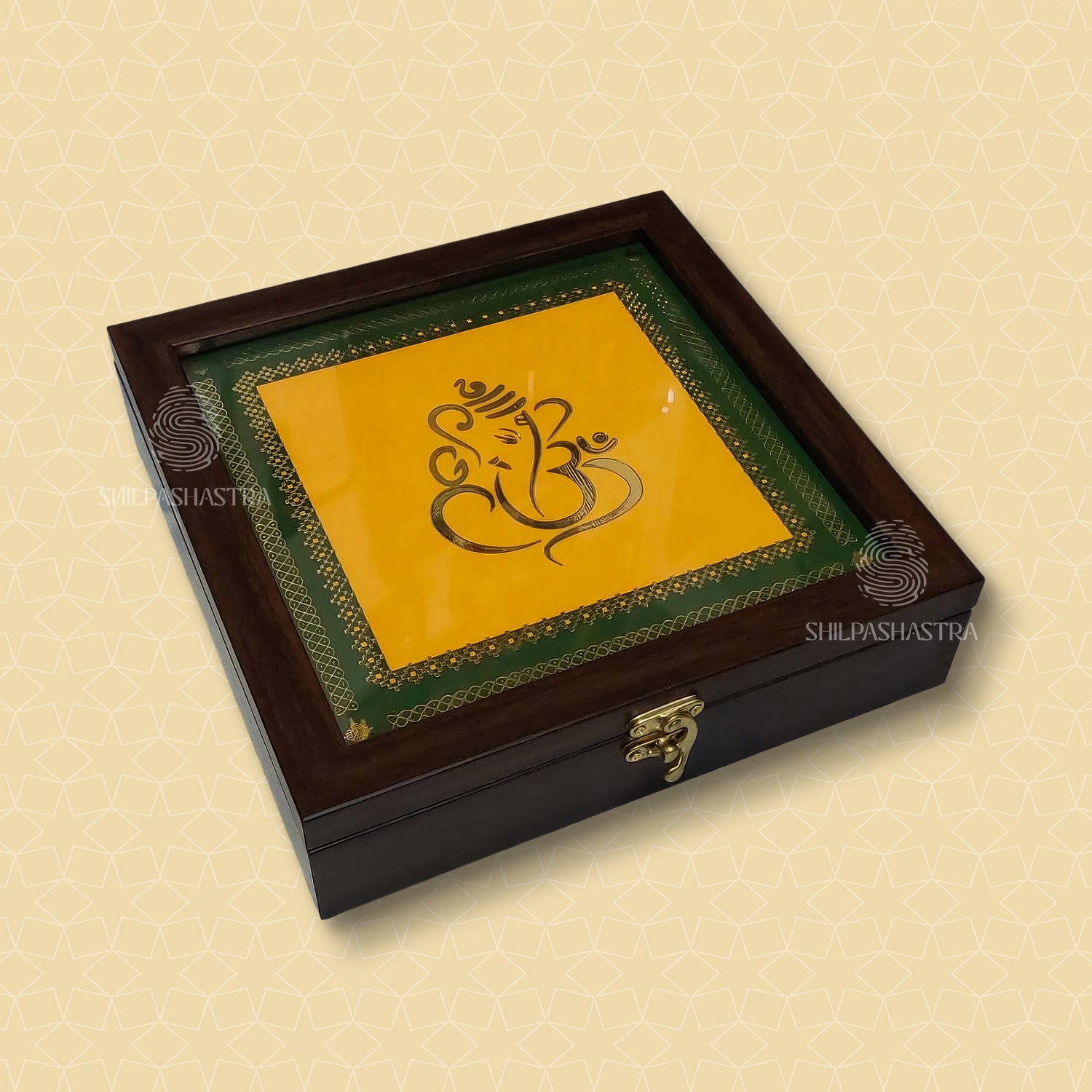 6x6 Inch Gold Foil Printed Jewel Box – Premium Heritage Gift & Jewellery Storage Box
