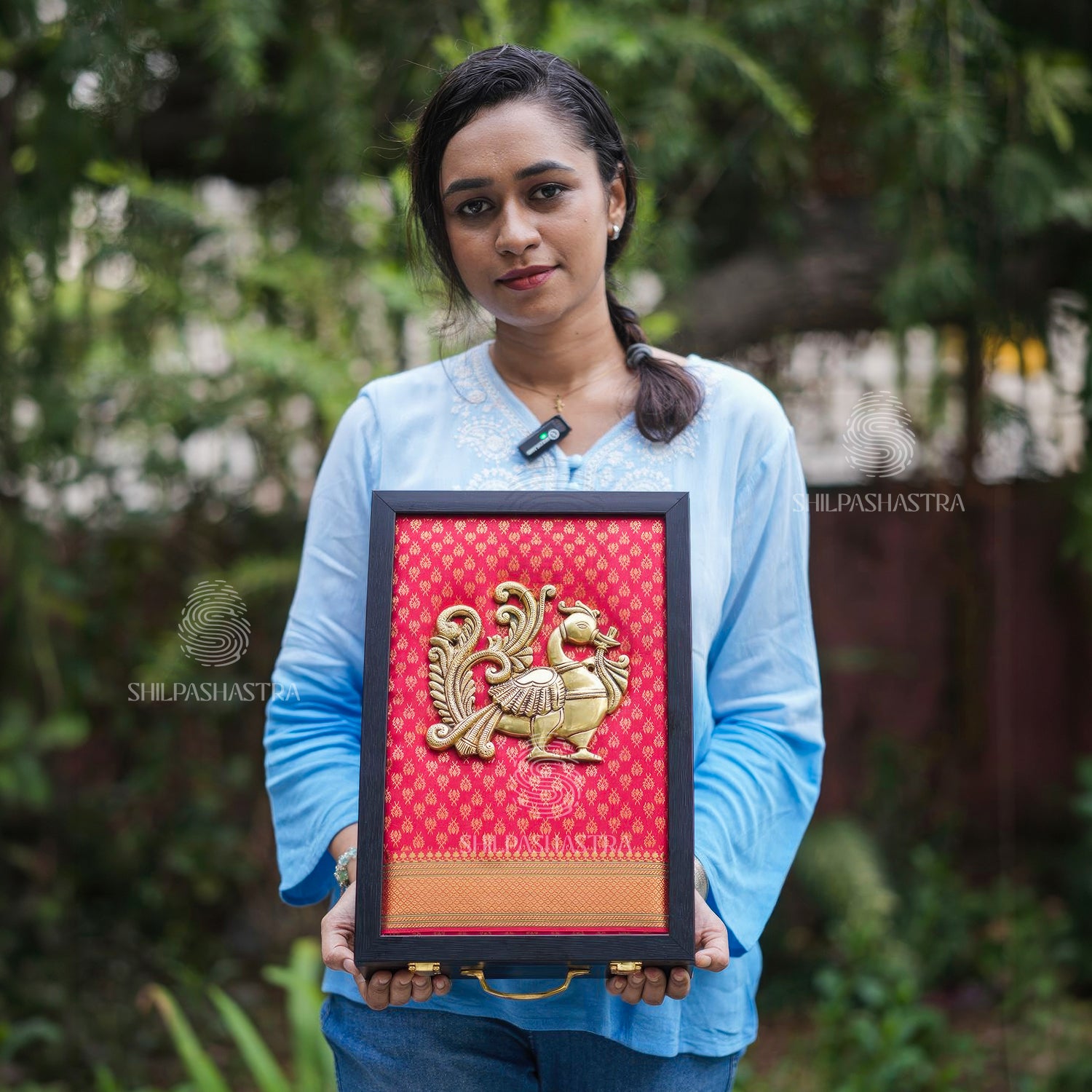 Premium Brass Annam Wedding Saree & Veshti Double Box – Traditional Gift Box (14 × 9 × 2.75 Inches)