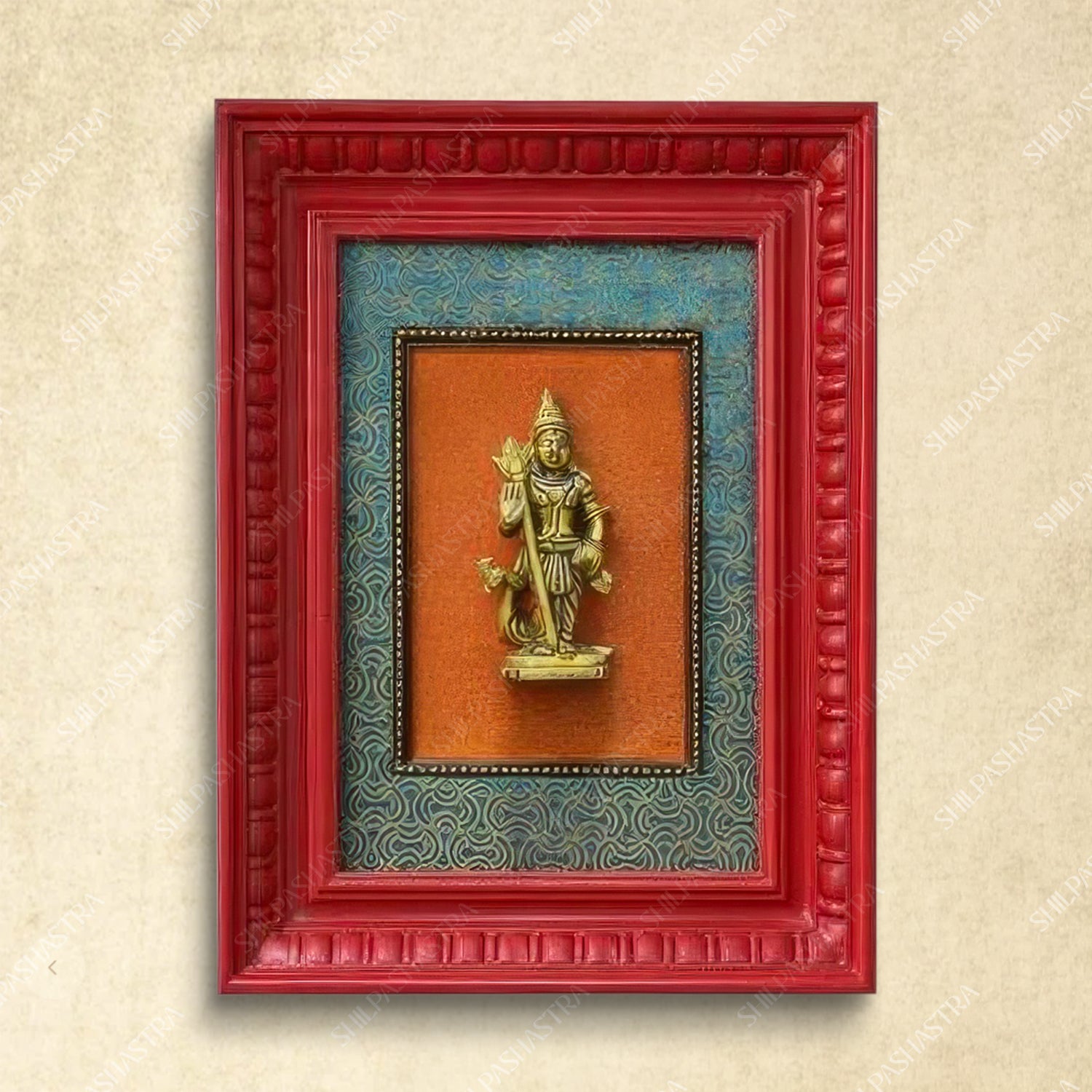 Murugar Brass Idol Frame – Vintage Manipuri Heritage Wall Frame (12x8 Inch)