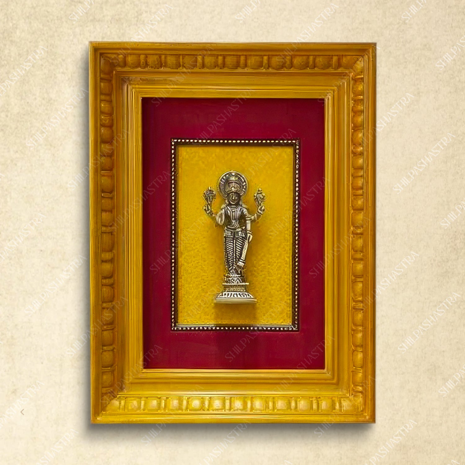 Vishnu Brass Idol Frame – Vintage Manipuri Heritage Wall Frame (12x8 Inch)