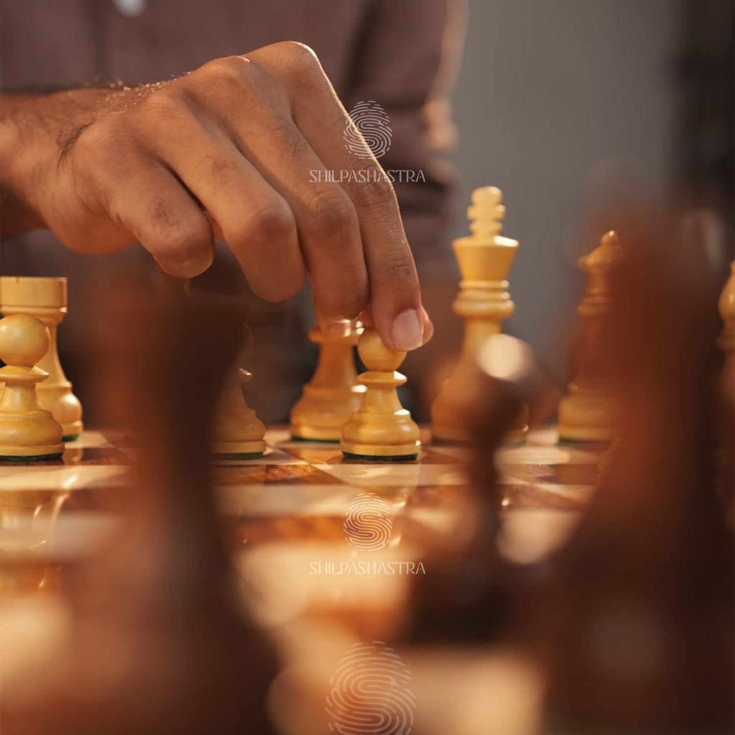 Hand Carved Wooden Chess Set 21 Inch – Golden Rosewood & Maplewood Board with German Knight Pieces