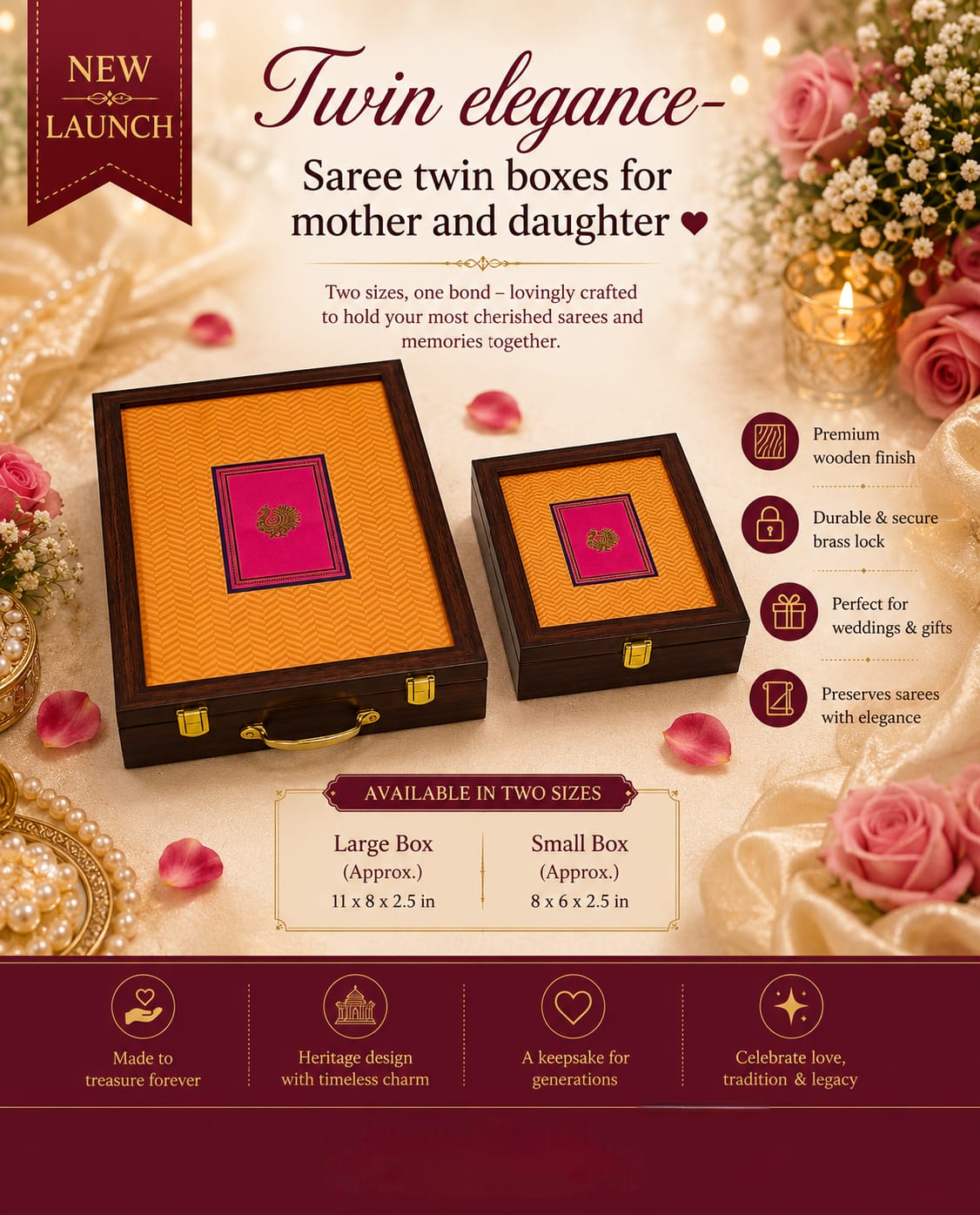 Twin Elegance – Premium Saree Keepsake Box Set for Mother & Daughter