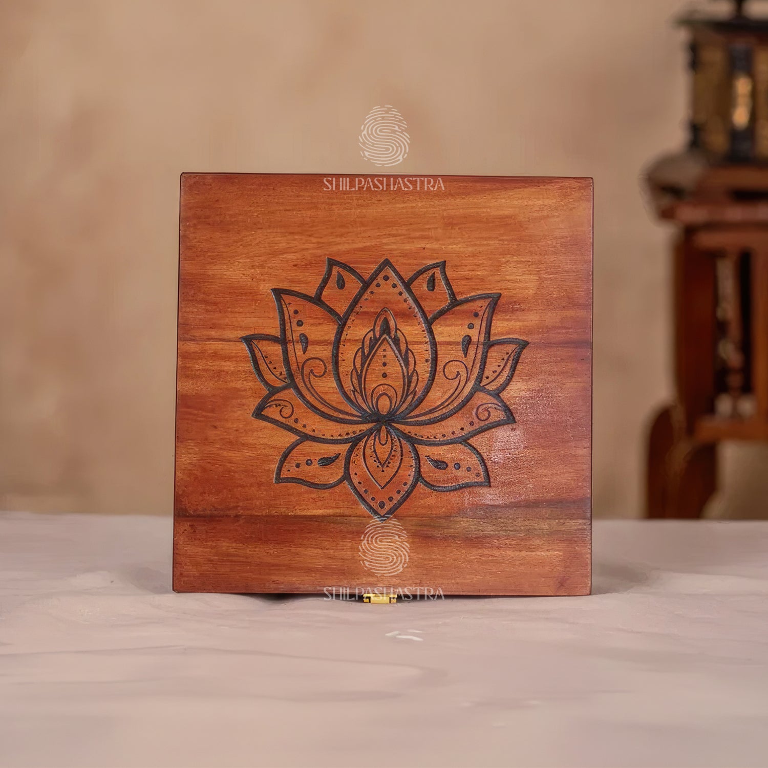 The Sahasra Lotus Mahogany Keepsake Box