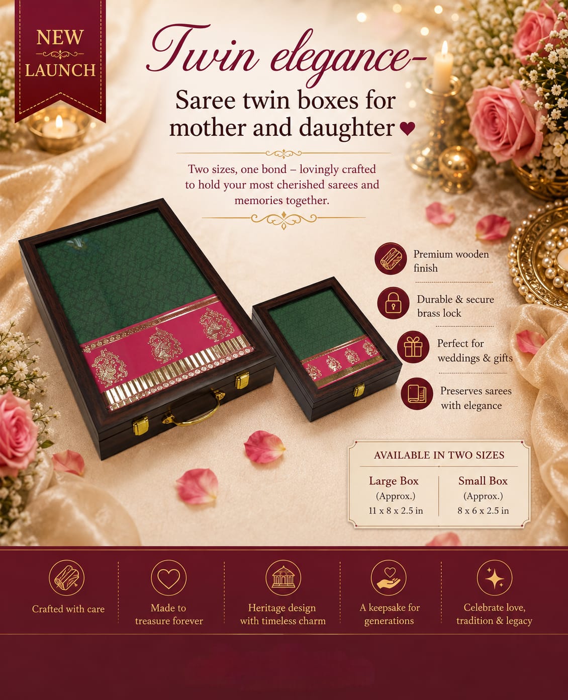 Twin Elegance – Premium Saree Keepsake Box Set for Mother & Daughter