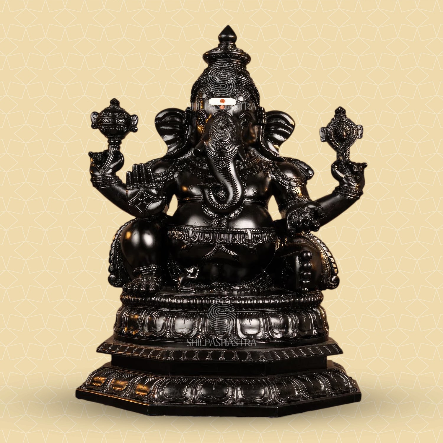 Heritage Black Polish Handcrafted Ganesha Idol - 2 feet