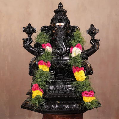 Heritage Black Polish Handcrafted Ganesha Idol - 2 feet