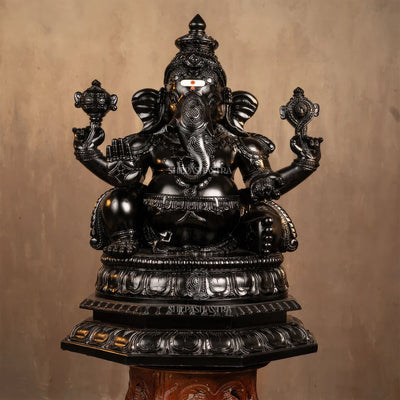 Heritage Black Polish Handcrafted Ganesha Idol - 2 feet