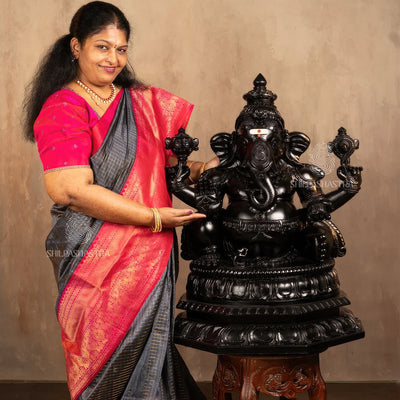 Heritage Black Polish Handcrafted Ganesha Idol - 2 feet