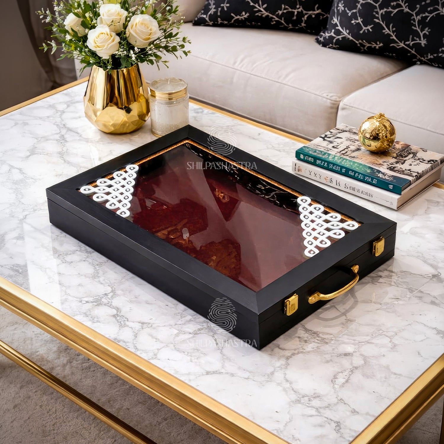 Transparent Saree & Veshti Box with Kolam Design for Wedding & Traditional Gifting