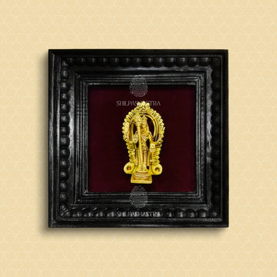 Brass Vel Murugan Idol in Premium Teakwood Frame Wall Decor for Home & Pooja Room (Size 6 In x 6 In)