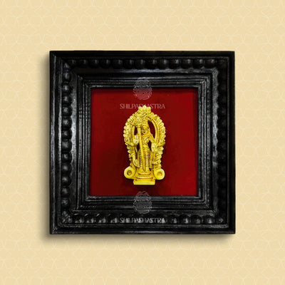 Brass Vel Murugan Idol in Premium Teakwood Frame Wall Decor for Home & Pooja Room (Size 6 In x 6 In)