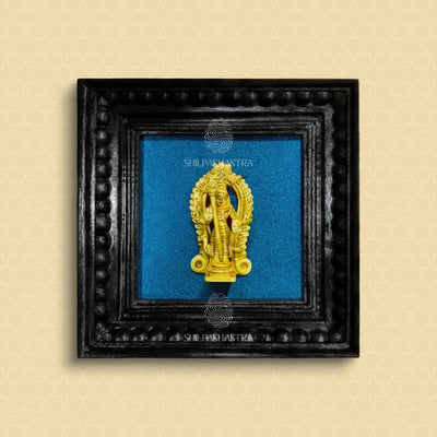 Brass Vel Murugan Idol in Premium Teakwood Frame Wall Decor for Home & Pooja Room (Size 6 In x 6 In)