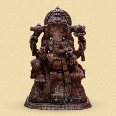 Vaagai Wood Handcrafted Ganesha Idol - 3 feet