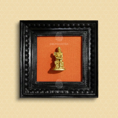 Brass Shirdi Sai Baba Idol in Premium Teakwood Frame Wall Decor for Home & Pooja Room (Size 6 In x 6 In)