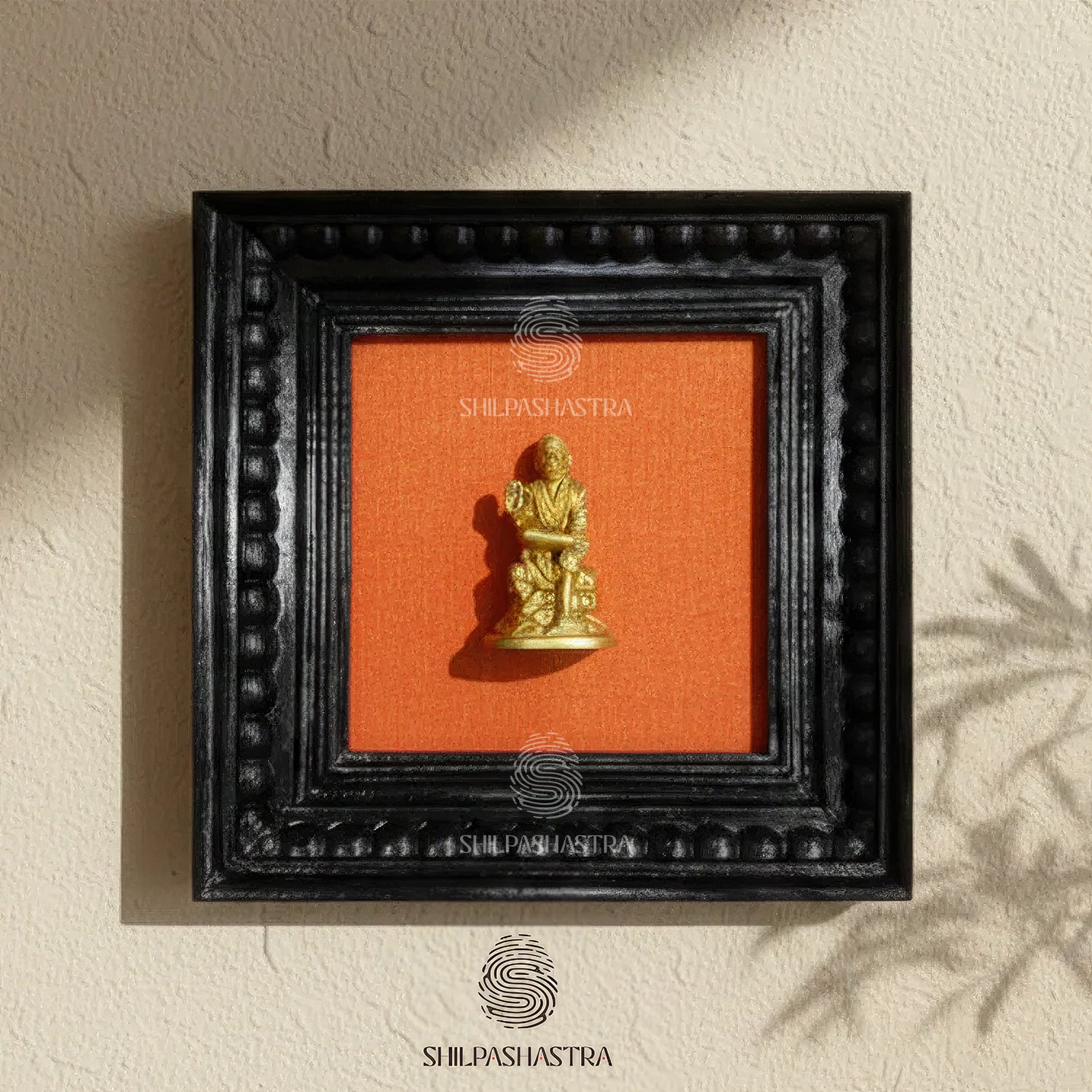 Brass Shirdi Sai Baba Idol in Premium Teakwood Frame Wall Decor for Home & Pooja Room (Size 6 In x 6 In)