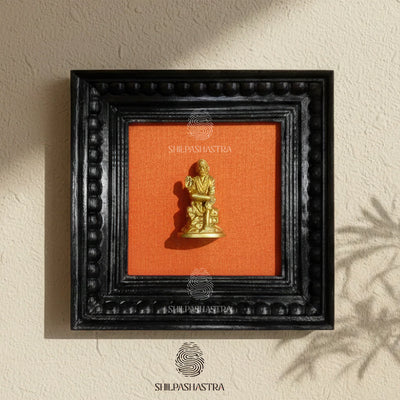 Brass Shirdi Sai Baba Idol in Premium Teakwood Frame Wall Decor for Home & Pooja Room (Size 6 In x 6 In)