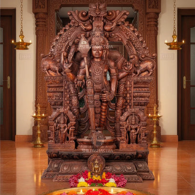 Thiruchendur Murugan | 4-Feet Handcrafted Wooden Idol | Shilpashastra