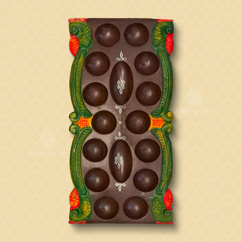 Parrot Pallanguzhi – Traditional Rosewood Finish Heritage Game Board