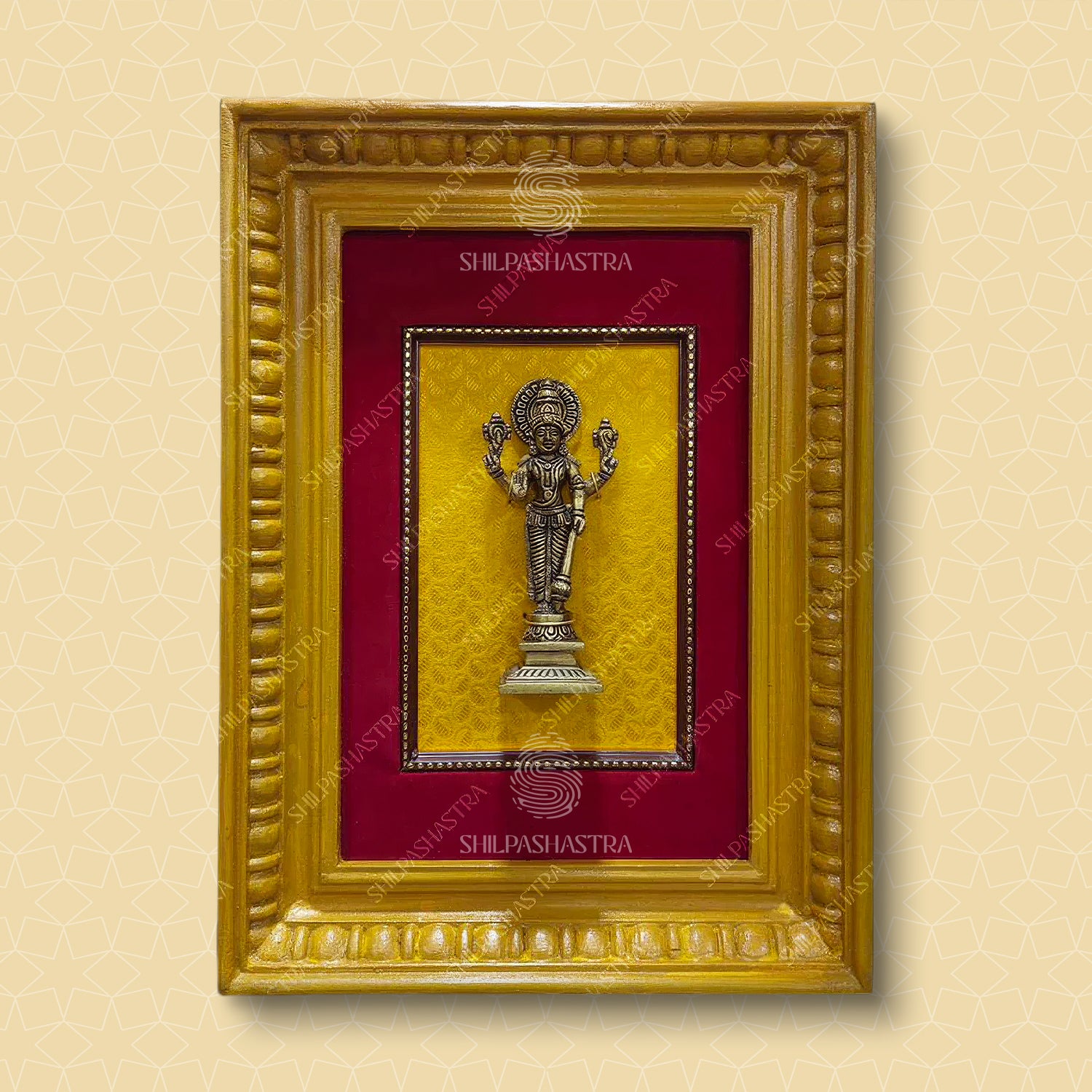 Vishnu Brass Idol Frame – Vintage Manipuri Heritage Wall Frame (12x8 Inch)
