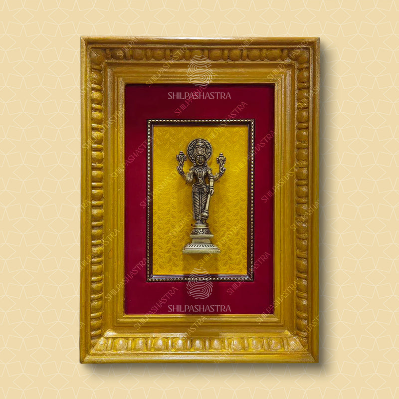 Vishnu Brass Idol Frame – Vintage Manipuri Heritage Wall Frame (12x8 Inch)