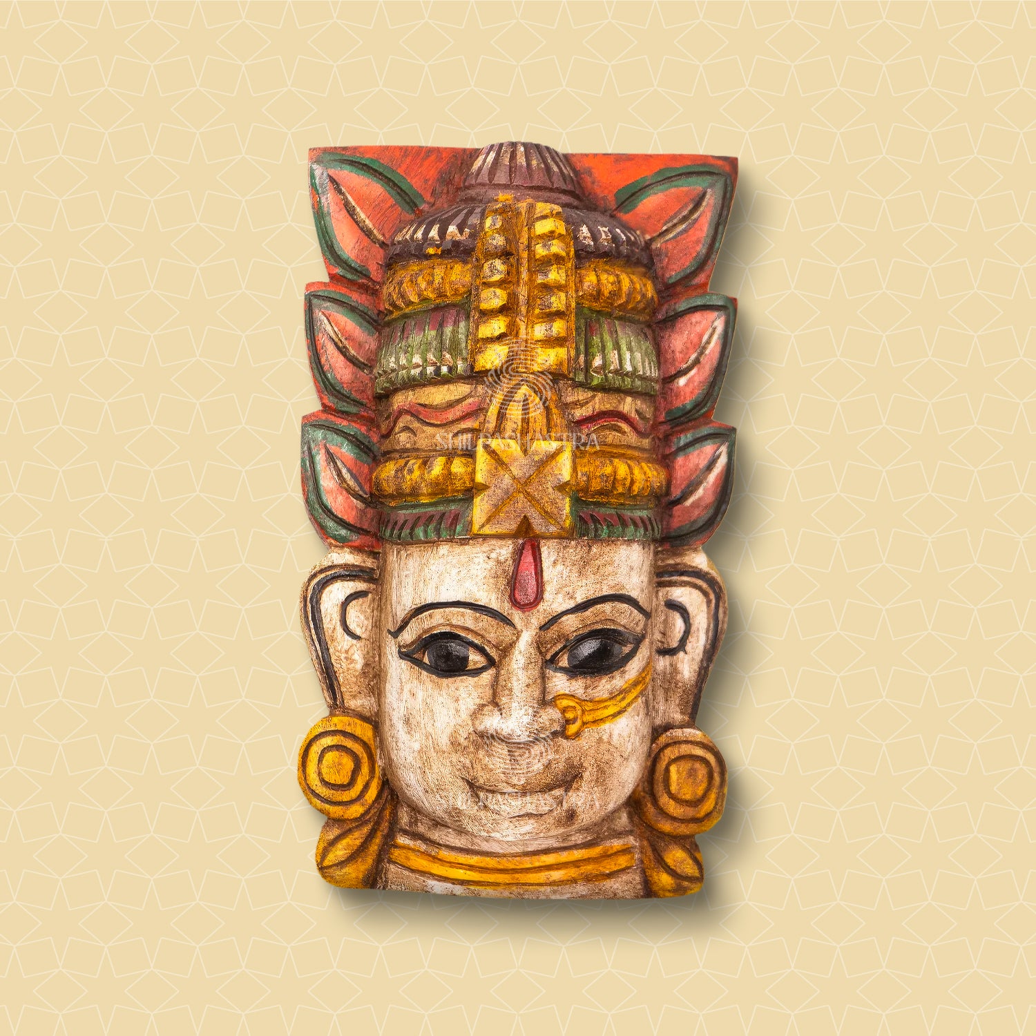 Devi - Hand Carved Wooden Wall Mask - White