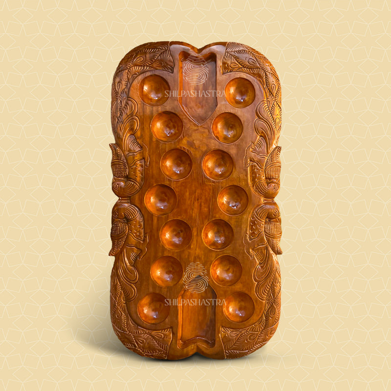 Special Edition Peacock Pallanguli – Hand-Carved Teakwood Board