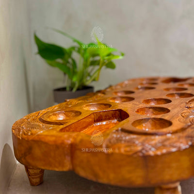 Special Edition Peacock Pallanguli – Hand-Carved Teakwood Board