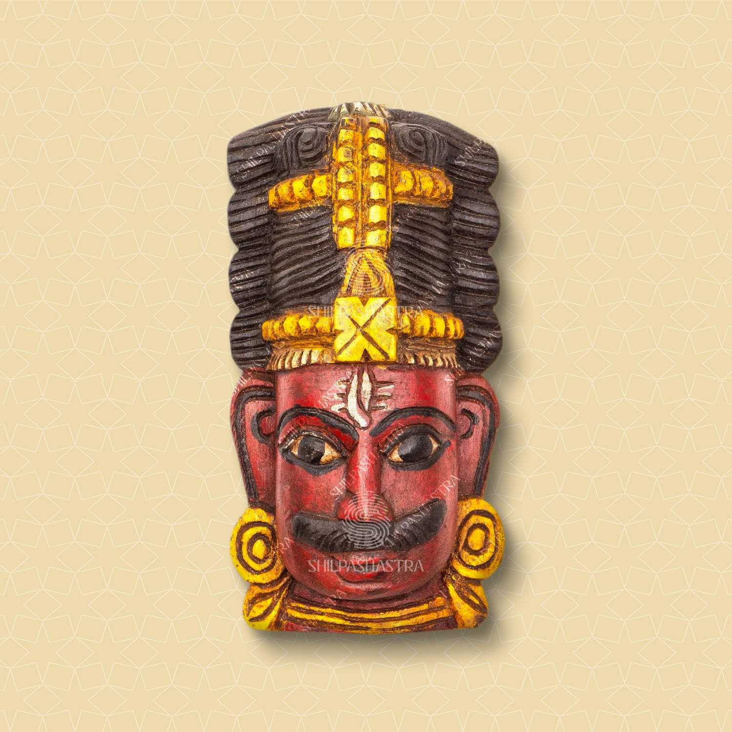 Shivan Hand Carved Wooden Wall Mask