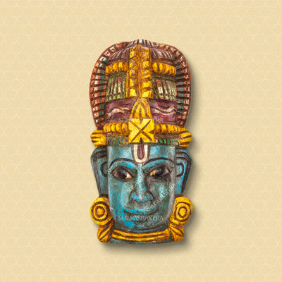 Thirumaal Hand Carved Wooden Wall Mask