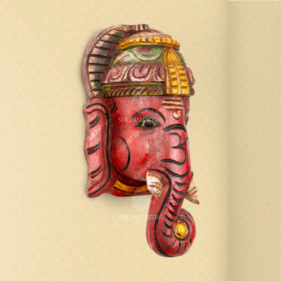 Pillaiyar - Hand Carved Wooden Wall Mask