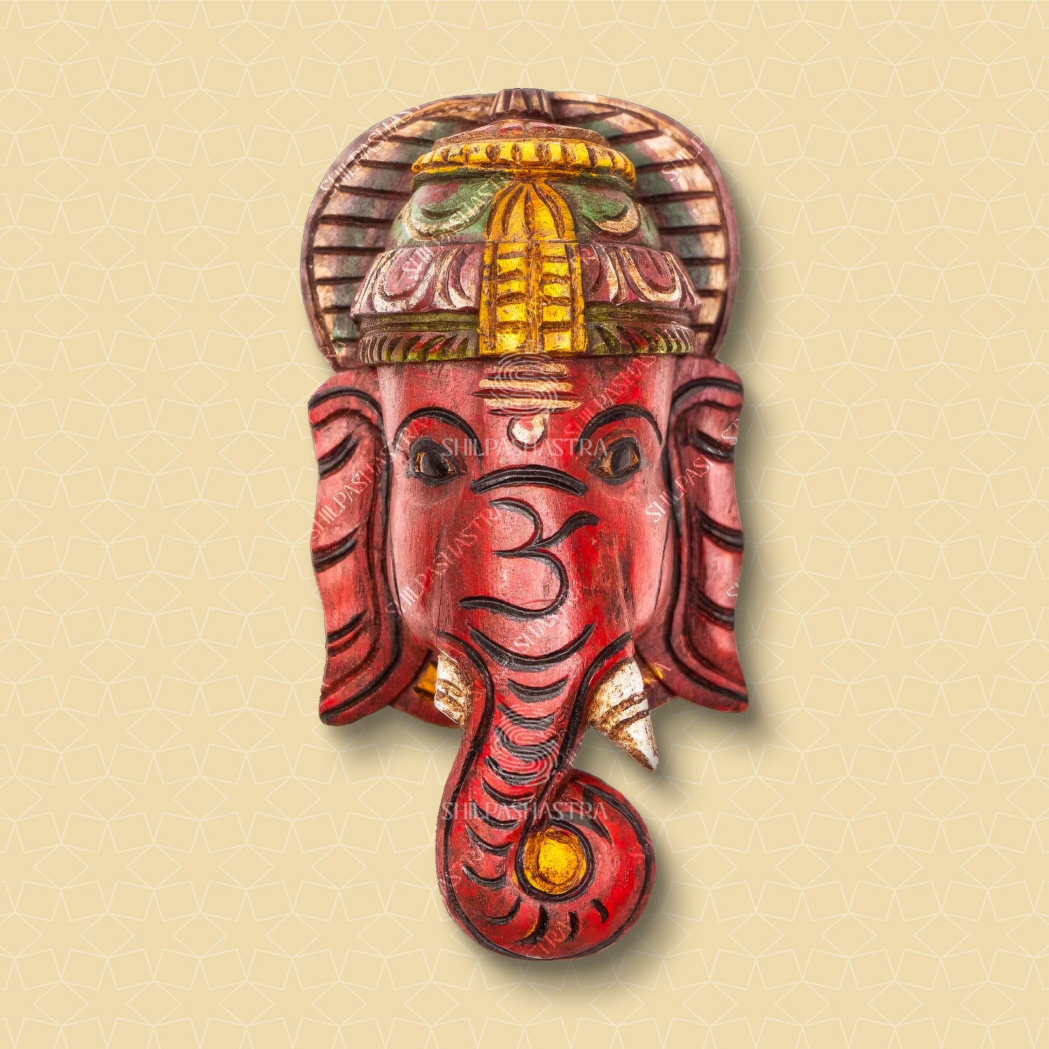 Pillaiyar - Hand Carved Wooden Wall Mask