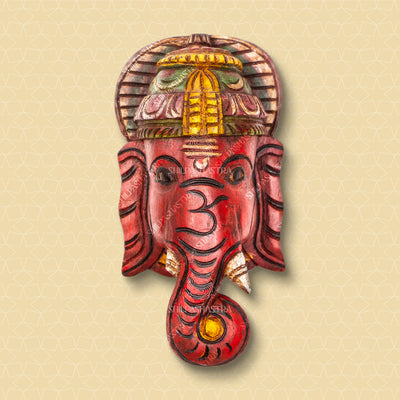 Pillaiyar - Hand Carved Wooden Wall Mask