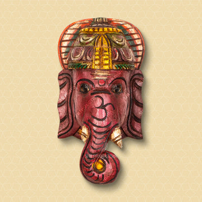 Pillaiyar - Hand Carved Wooden Wall Mask